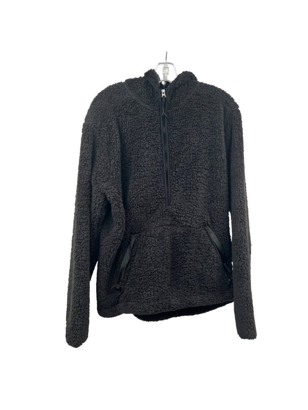 Lake & Trail Women Sherpa Hoodie 1/2 Zip Charcoal/Black Hooded Pockets Large